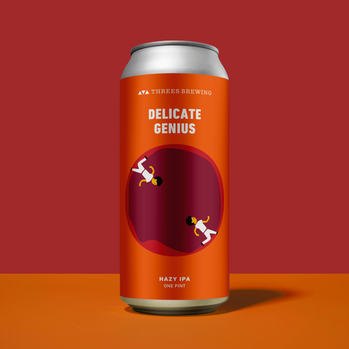 Can of Delicate Genius on Red and Orange Background
