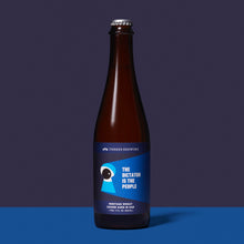 Load image into Gallery viewer, Bottle of beer against blue background. 
