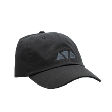 Load image into Gallery viewer, Black baseball cap with three black triangles. 

