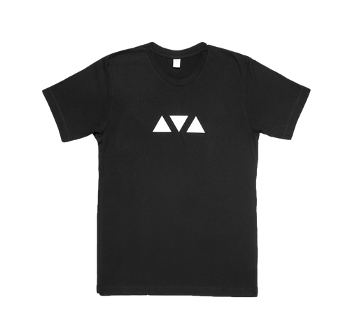 Black t shirt with 3 white triangles