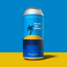 Load image into Gallery viewer, Can of beer against bright yellow and blue background
