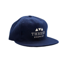 Load image into Gallery viewer, Navy hat with white logo 

