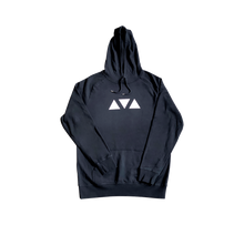 Load image into Gallery viewer, Black hoodie with white triangle logo 
