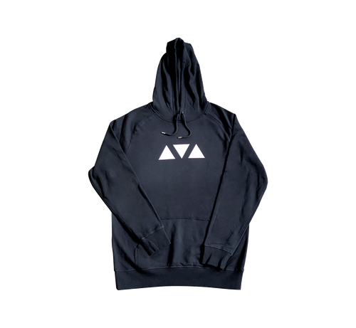 Black hoodie with white triangle logo 